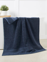 MYTRIDENT Set of 4 Navy Blue 500 GSM Striped Pure Cotton Face Towels