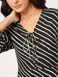 DressBerry Urban Elegance Lace-Ups Striped Sheath Mini Dress