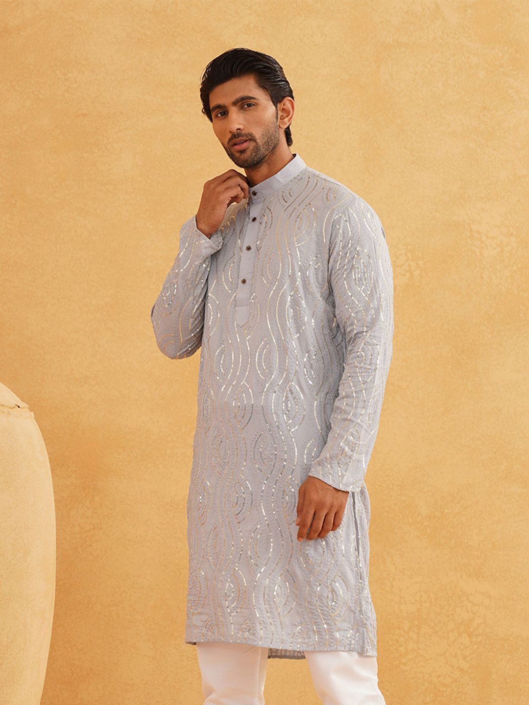 SOJANYA Kurta Kapas Tulen Bersulam Labuci