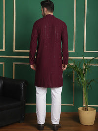 Anouk Embroidered Regular Sequinned Kurta With Pyjamas
