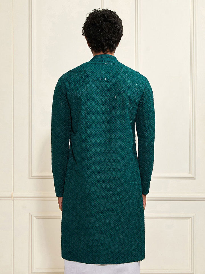 VASTRAMAY Ethnic Motifs Embroidered Sequinned Kurta