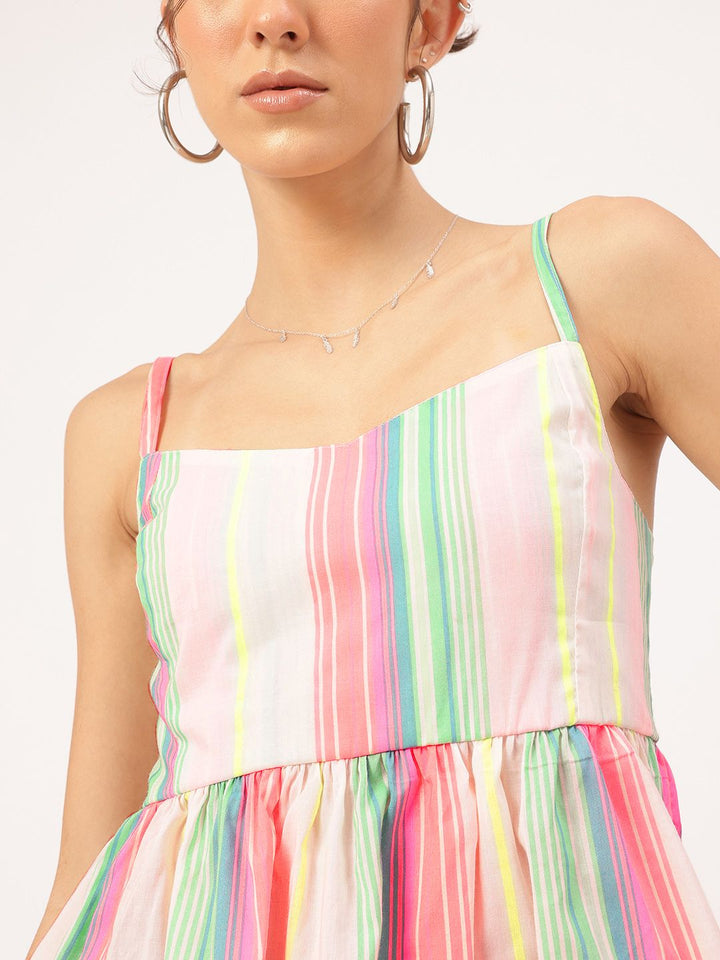 DressBerry Colour Pop Striped Peplum Top