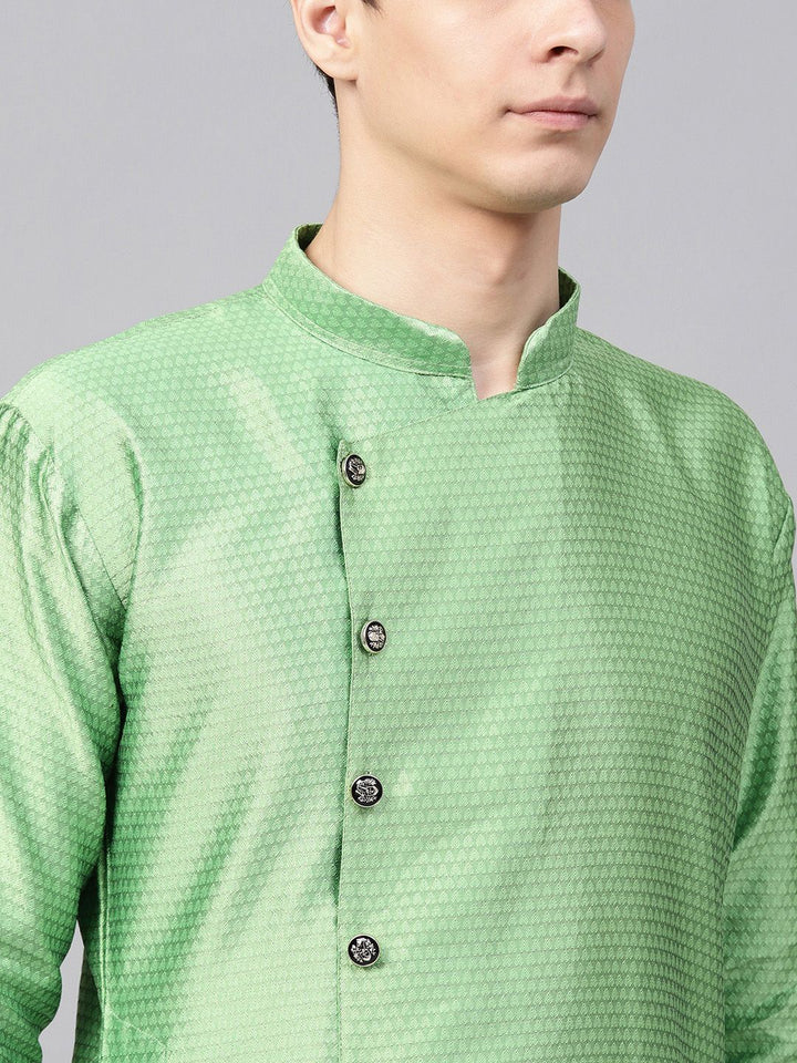 SOJANYA Men Green Woven Design Straight Kurta