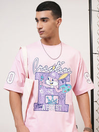 Highlander Lelaki Besar Turun Bahu Bulat Leher Separuh Lengan T Shirt