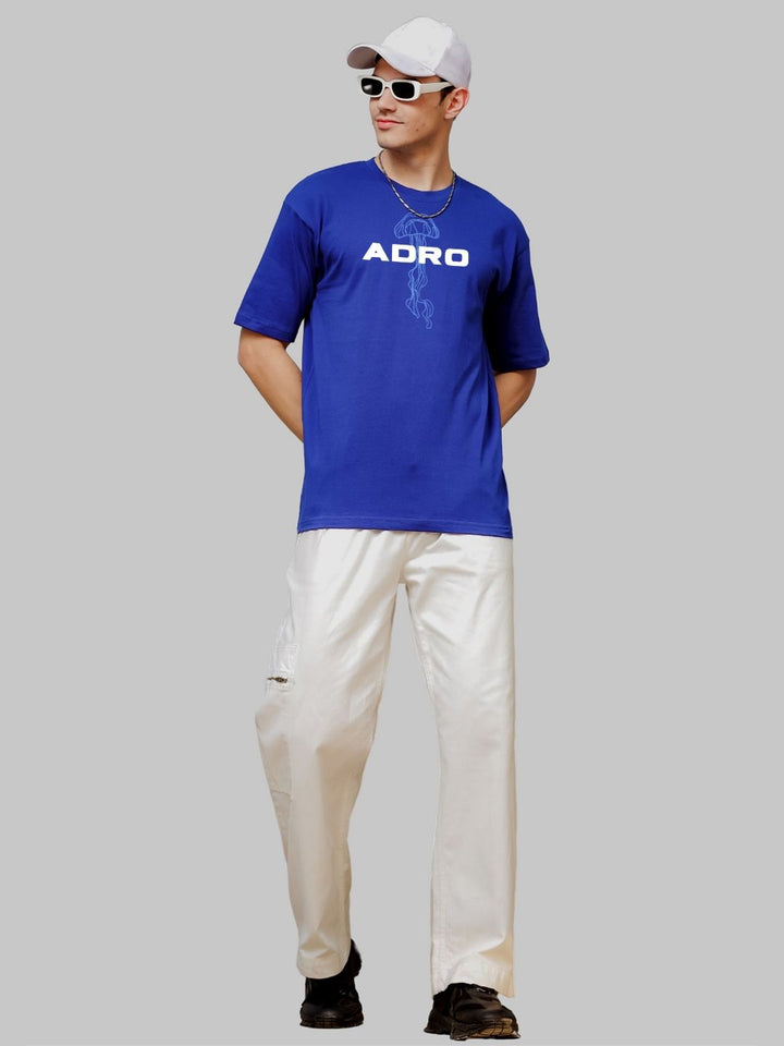 ADRO Lelaki Graphic Printed Drop-Shoulder Sleeves Cotton Oversized T-shirt