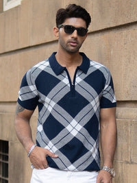 Powerlook Men Checked Polo Collar T-shirt