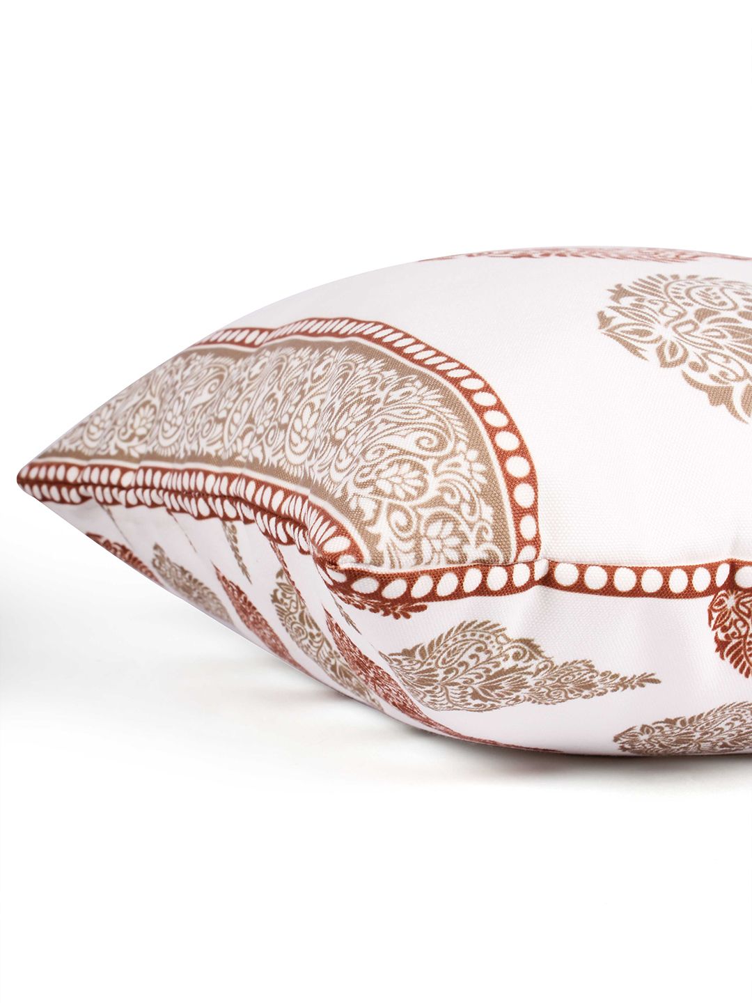 STITCHNEST Brown & White 5 Pieces Ethnic Motifs Square Cushion Covers