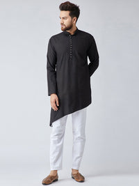 SOJANYA Men Black Solid Straight Kurta