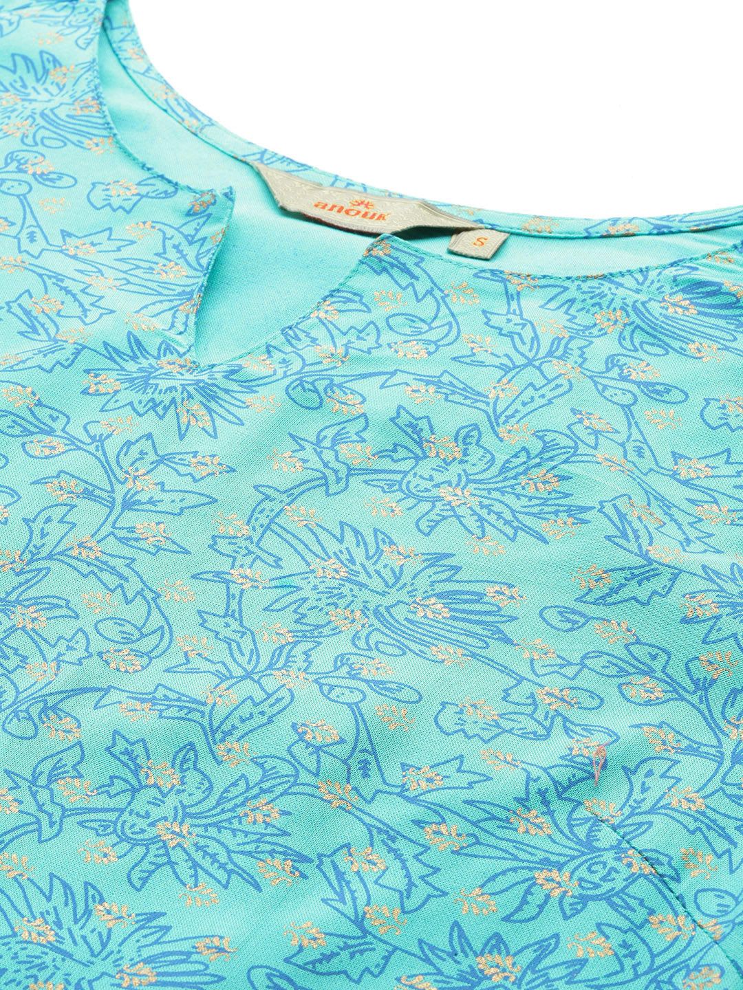 Anouk Floral Print Cotton Straight Kurta