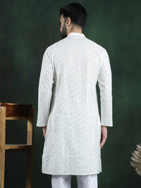 SOJANYA LUXE Tenunan Design sulaman Kolar Mandarin Benang Kerja Kapas Kurta Sutera