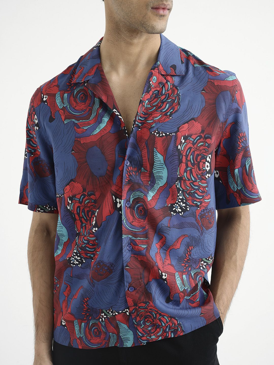 RARE RABBIT Men Junee Boxy Floral Opaque Printed Shirt