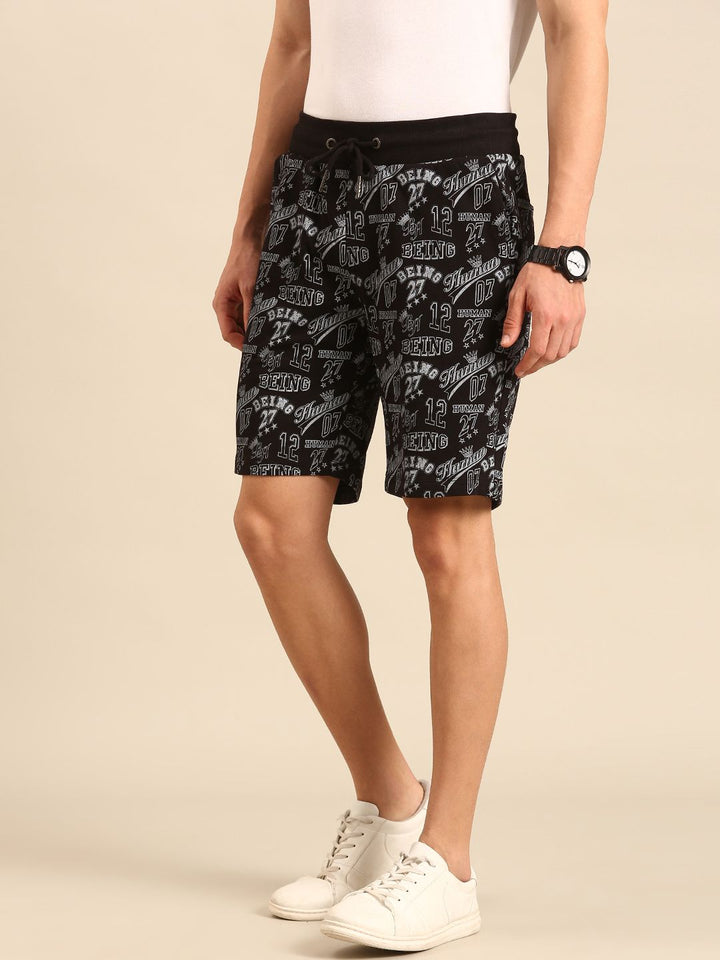 Being Human Men Pure Cotton Typography Printed Regular Shorts