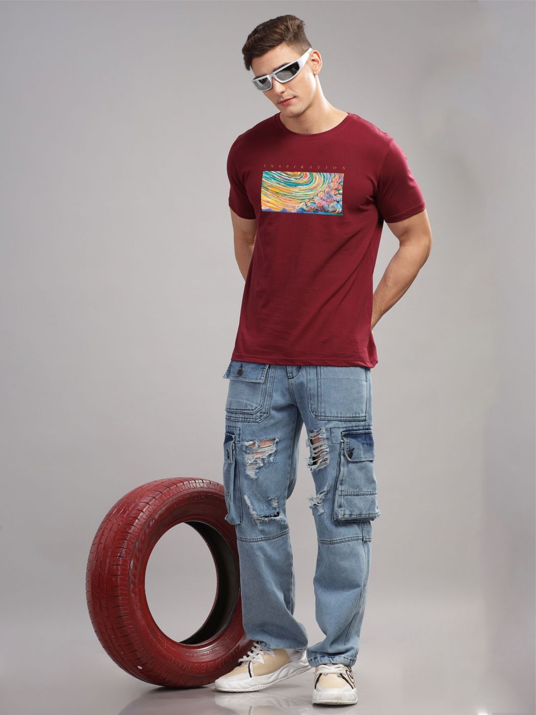 ADRO Typography Printed Round Neck Pure Cotton T-shirt