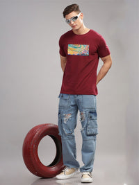 ADRO Typography Printed Round Neck Pure Cotton T-shirt