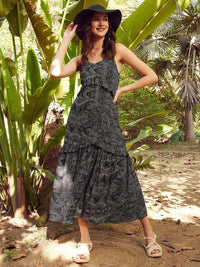STREET 9 Black & White Printed A-Line Midi Dress