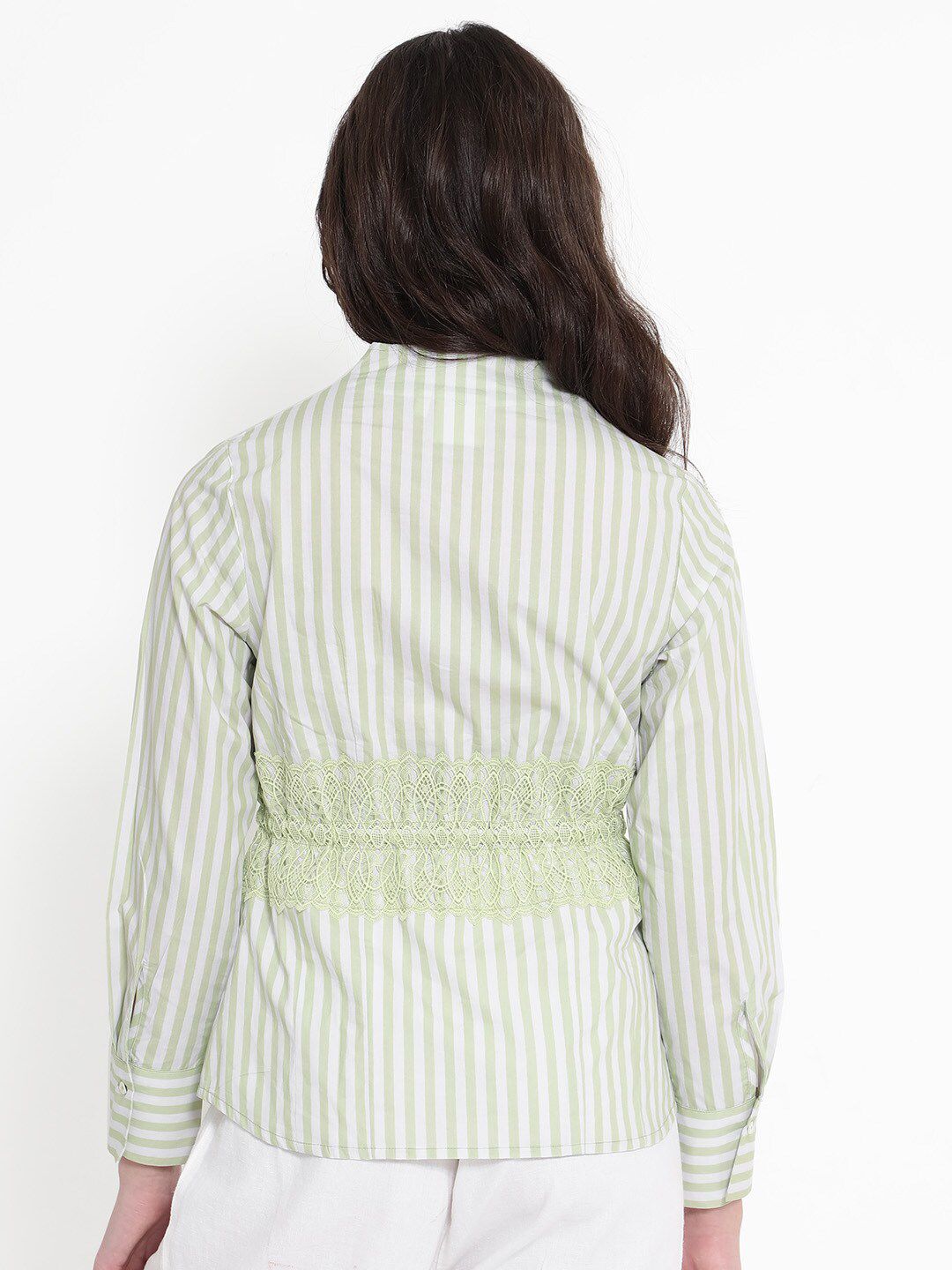 RAREISM Striped Cotton Cinched Waist Top
