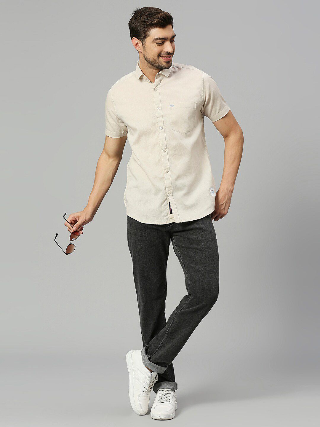 Thomas Scott Classic Slim Fit Opaque Cotton Linen Casual Shirt