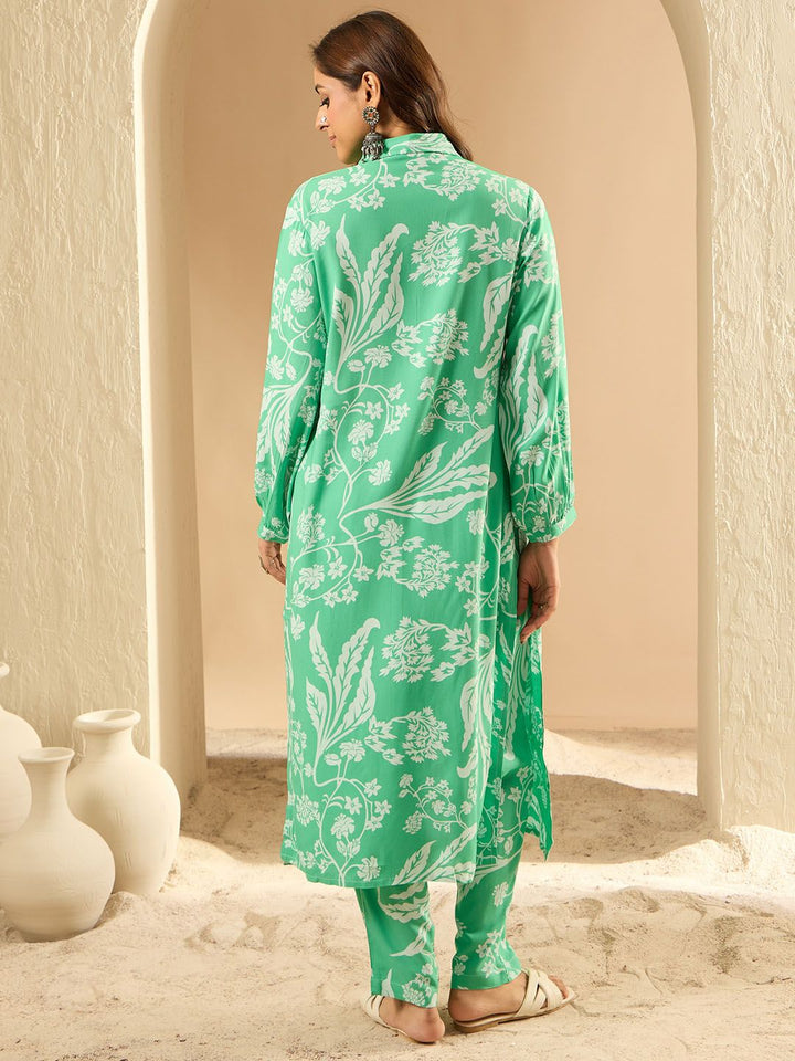 Indo Era Women Floral Printed Regular Kurta with Trousers