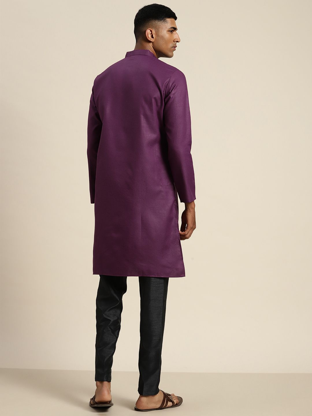 SOJANYA Mandarin Collar Cotton Linen Kurta