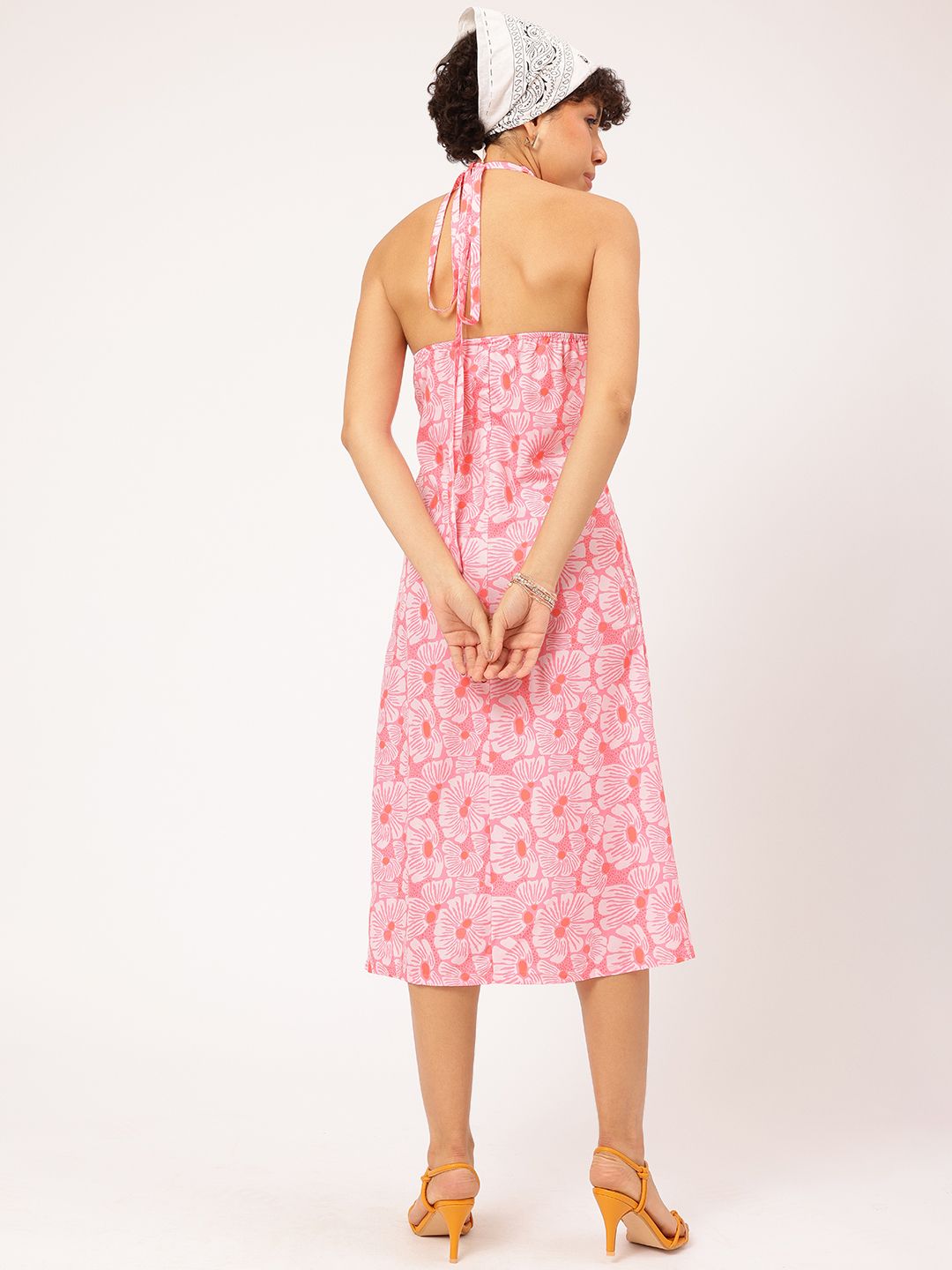 DressBerry Fairy Tale Flair Floral Print Halter A-Line Midi Dress