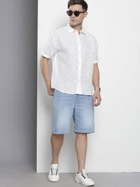 The Indian Garage Co Self-Design Drop-Shoulder Sleeves Relaxed Fit Semi Sheer Casual Shirt