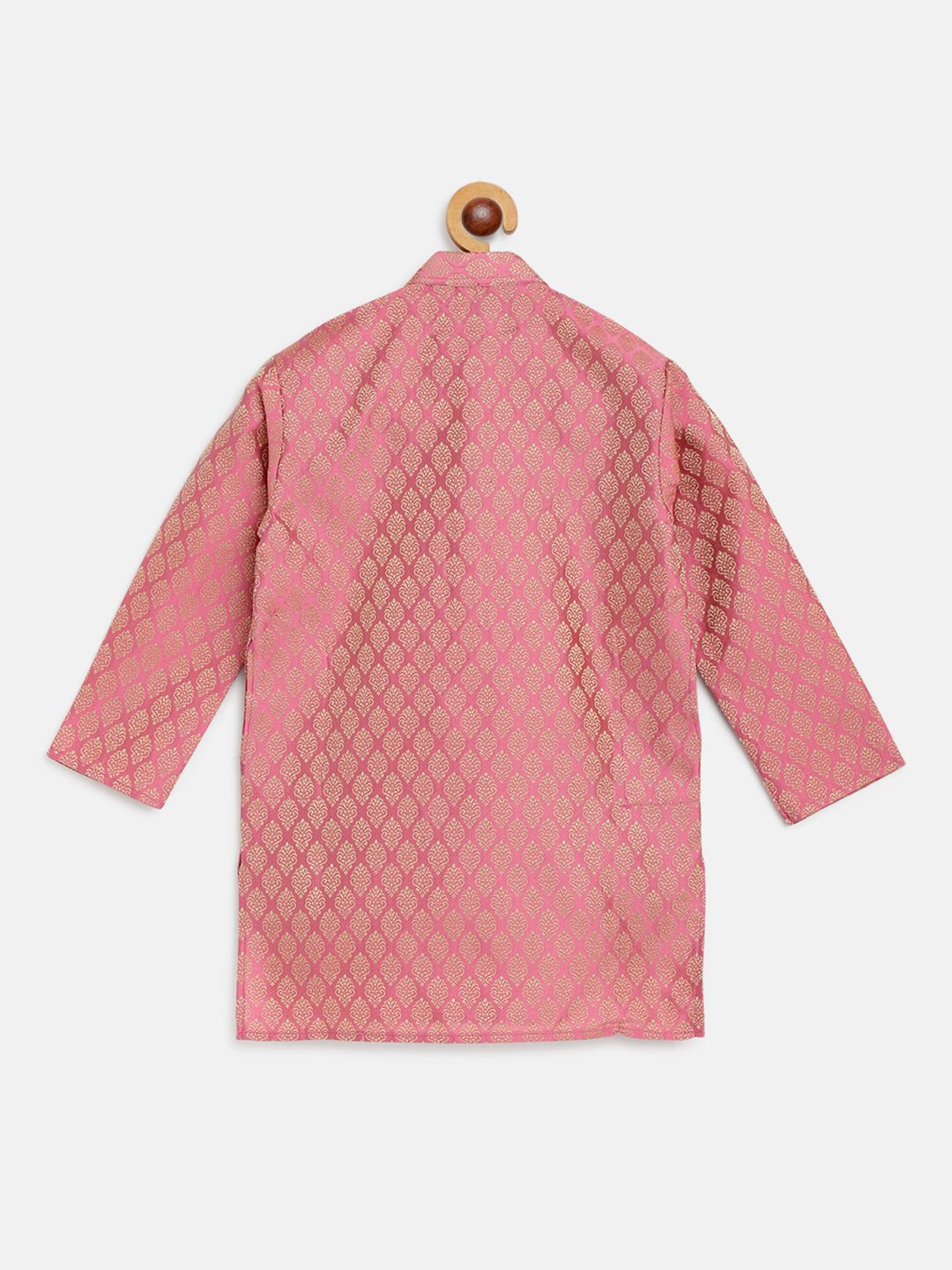 SOJANYA Kurta Lurus Bercorak Etnik Jacquard Merah Jambu & Emas