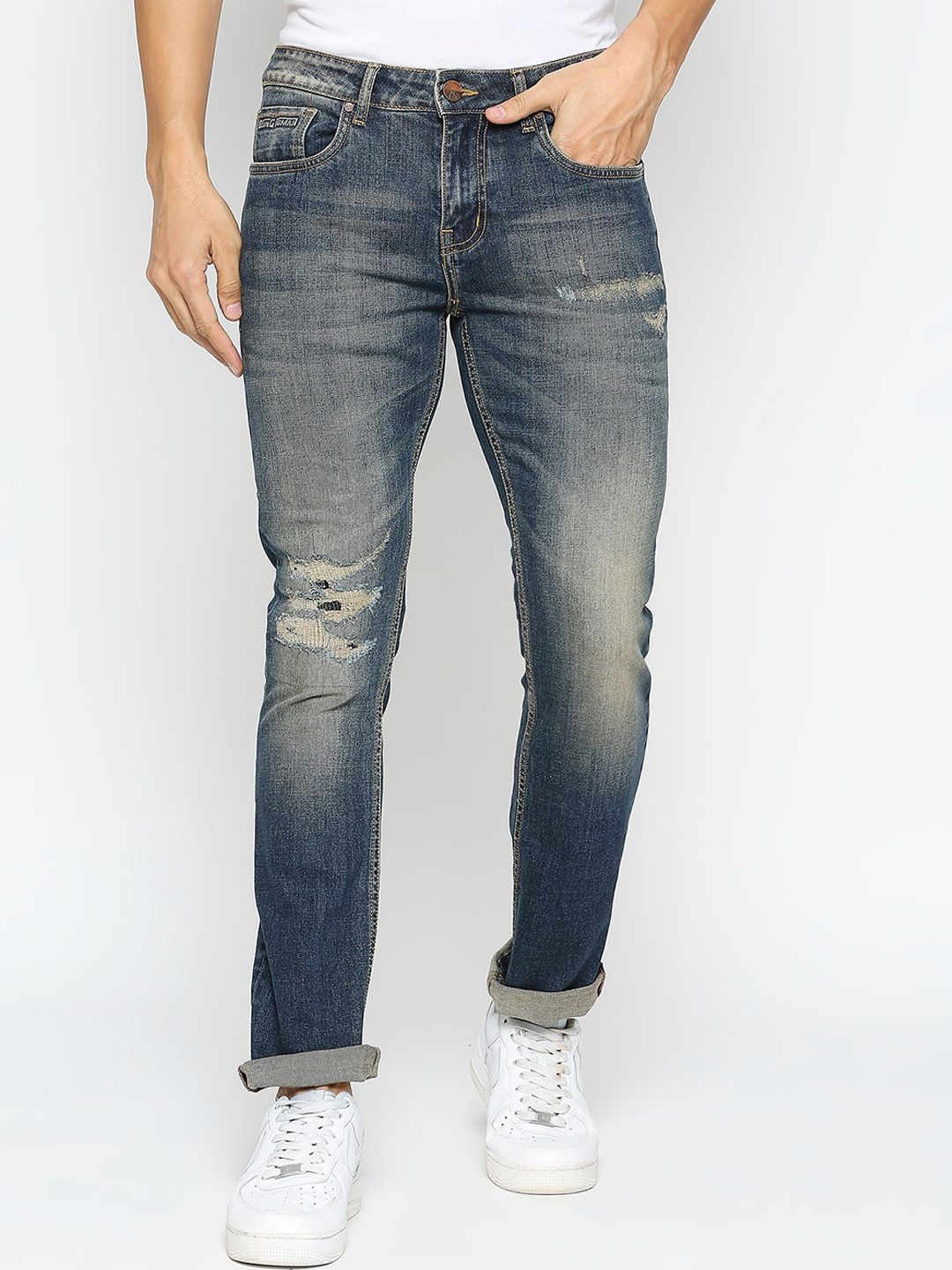 Being Human Men Mid-Rise Mildly Distressed Heavy Fade Jeans