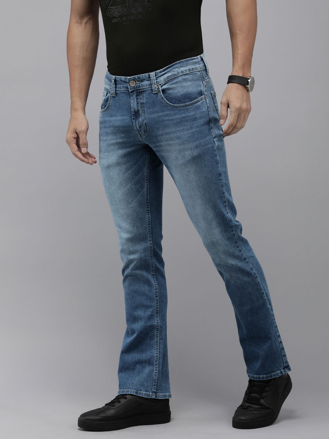 SPYKAR Men Rafter Bootcut Low-Rise Heavy Fade Stretchable Jeans