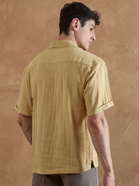 DENNISON Men Oversized Fit Solid Cuban Collar Casual Shirt