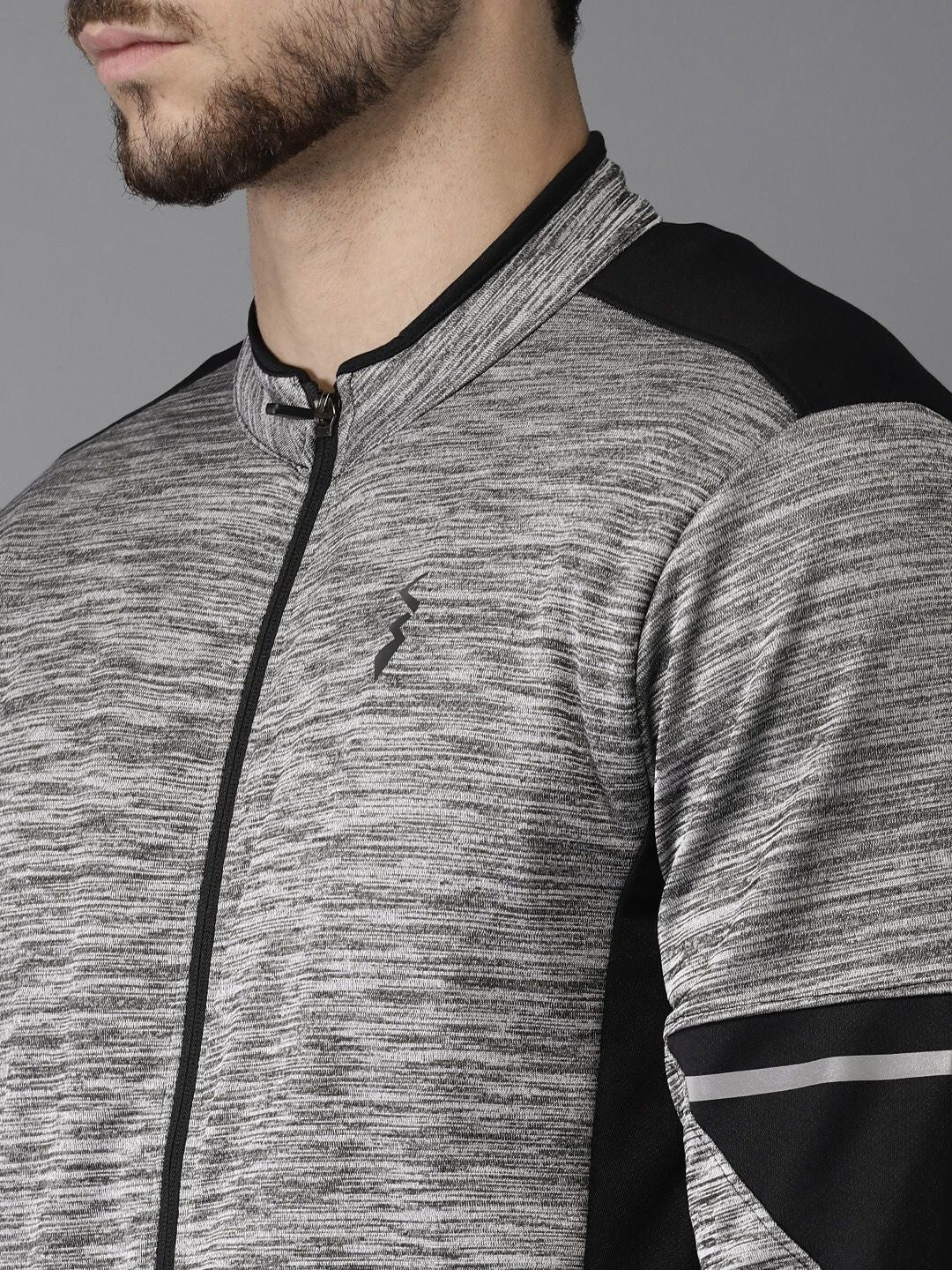 Campus Sutra Men Grey Colourblocked Windcheater Outdoor Sporty Jacket