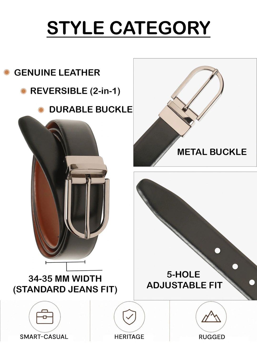 Teakwood Leathers Men Leather Reversible Formal Belt
