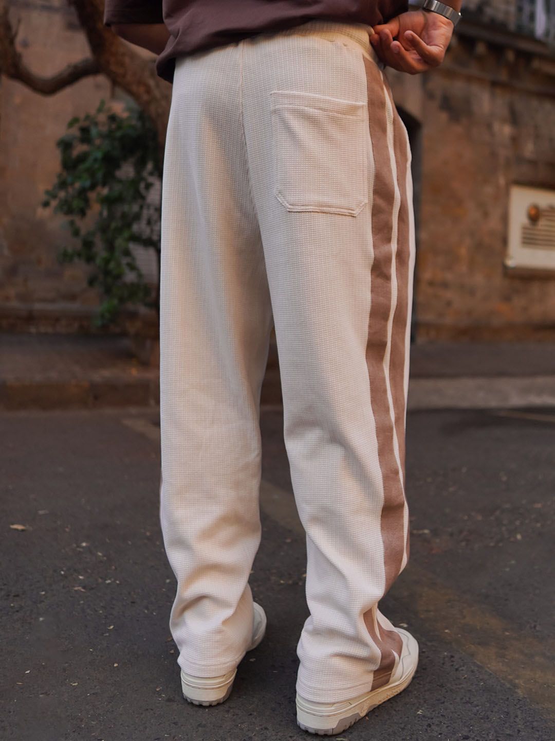 Powerlook Men Striped Baggy Fit Mid-Rise Track Pant