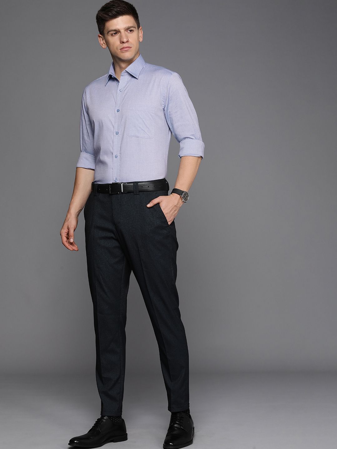 Raymond Self Design Slim Fit Pure Cotton Formal Shirt