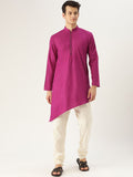 SOJANYA Lelaki Pink Solid Asymmetric Straight Kurta
