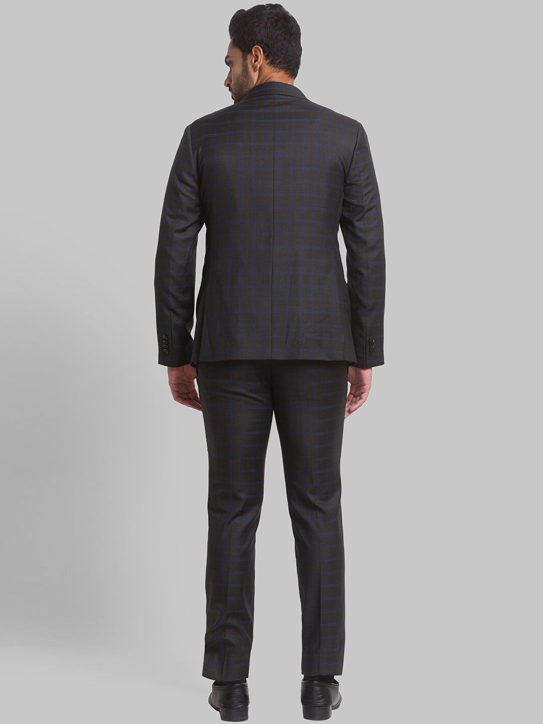 Park Avenue Men Checked Single Breasted Slim Fit 3-Peice Formal Suit
