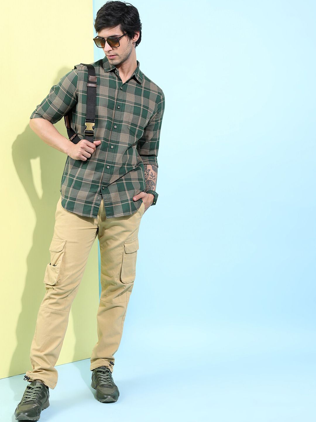 HIGHLANDER Tartan Checked Slim Fit Casual Shirt