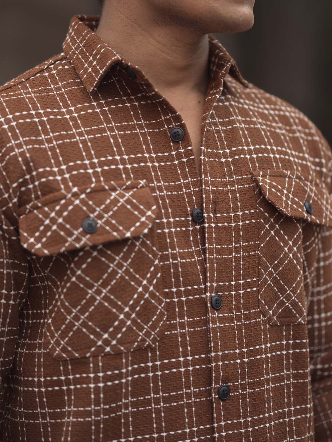 Powerlook Men Spread Collar Tartan Checked Casual Shirt