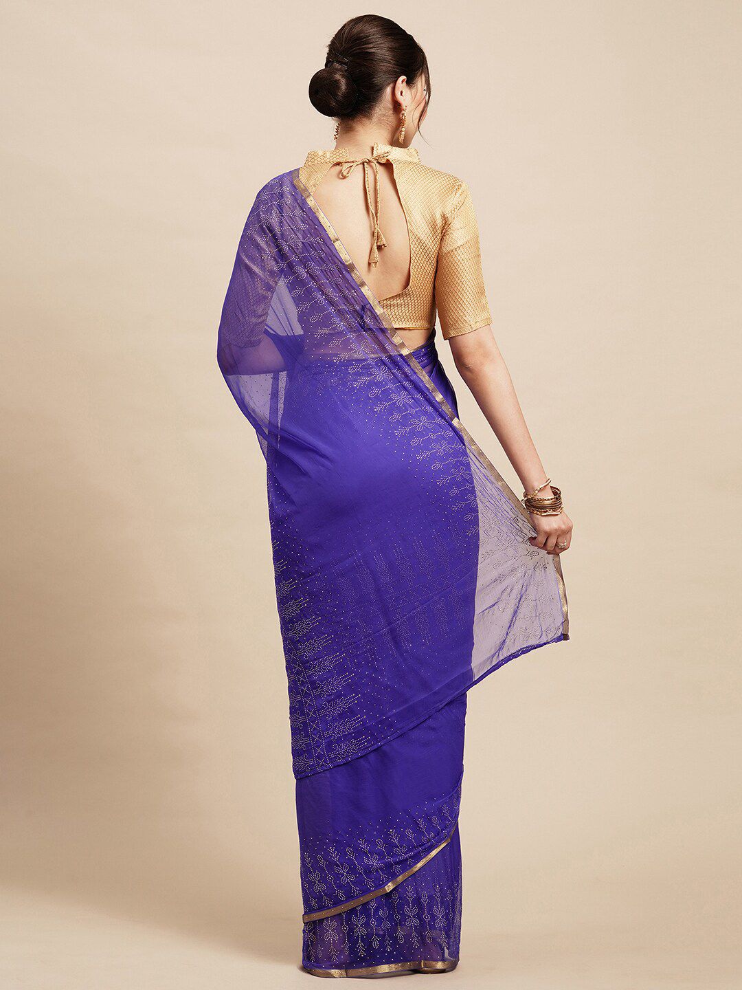 Saree mall Blue Embellished Zari Sarees