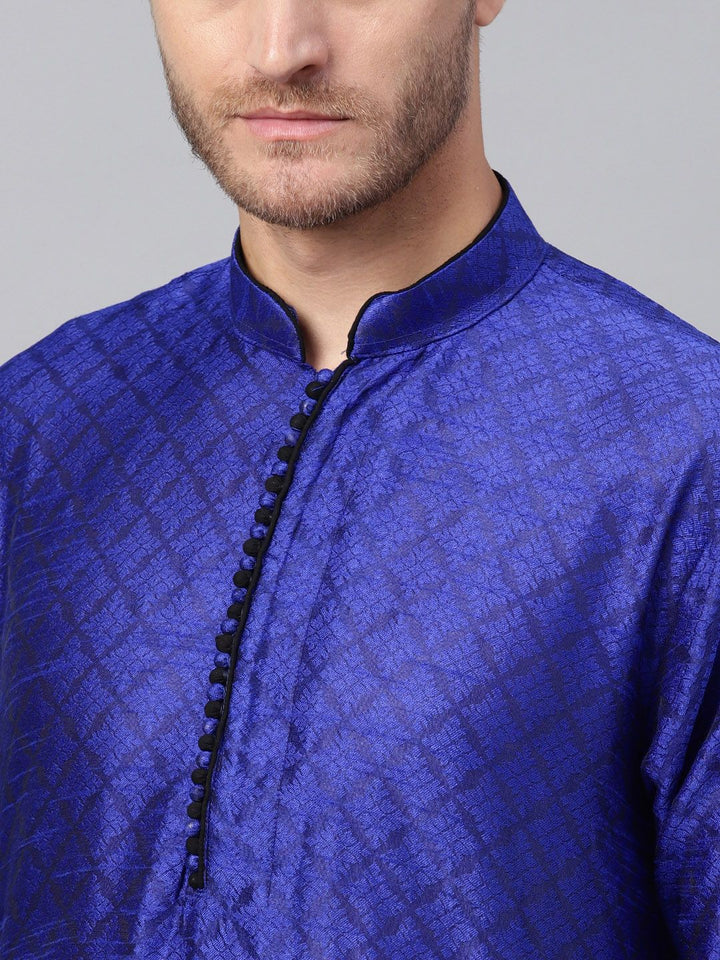 SOJANYA Kurta Lurus Bercetak Biru Lelaki