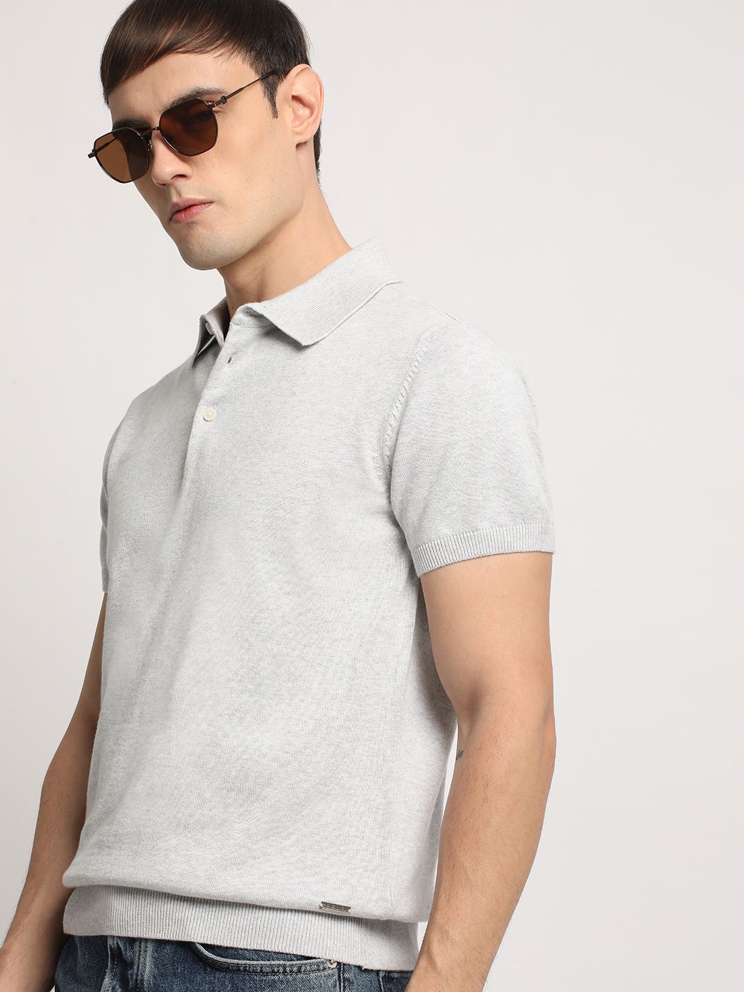 THE BEAR HOUSE Men Solid Regular Fit Cotton Polo Collar T-Shirt