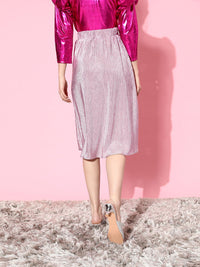 Athena Lavender A-Line Shimmery Accordion Pleated Skirt