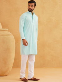SOJANYA Geometric Embroidered Regular Pure Cotton Straight Kurta With Churidar