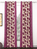 Story@home 2 Pieces Purple & Beige Floral Door Curtains