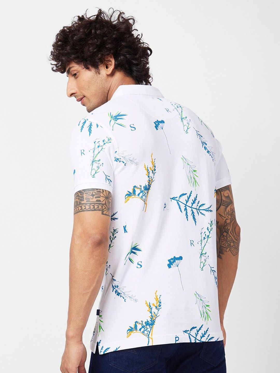 SPYKAR Conversational Printed Polo Collar Cotton Slim Fit T-shirt
