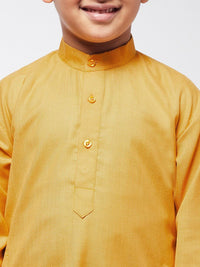 SOJANYA Boys Mustard Yellow Cotton Silk Thread Work Kurta