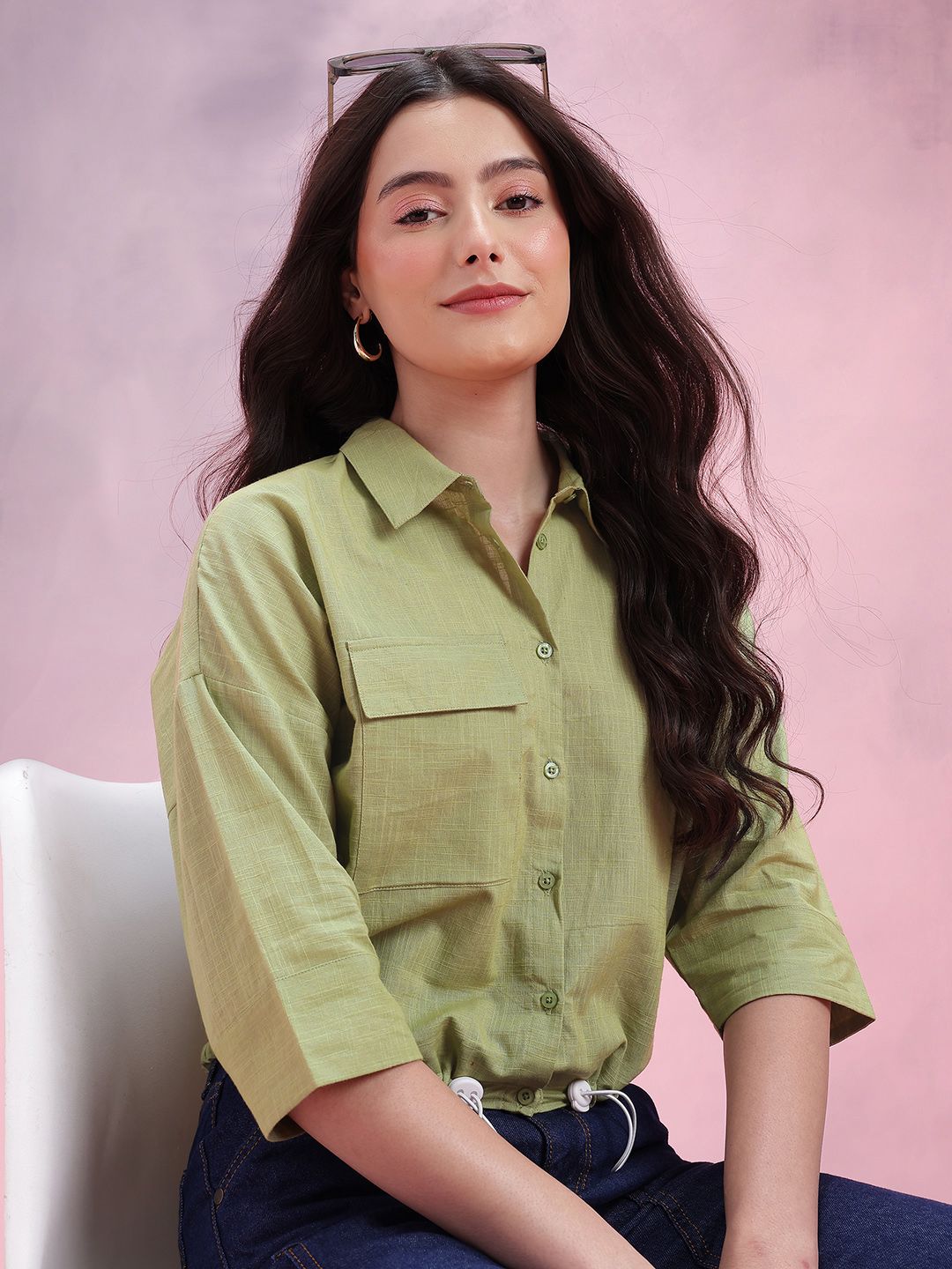 DressBerry Cotton Pocket Detail Casual Shirt With Toggles