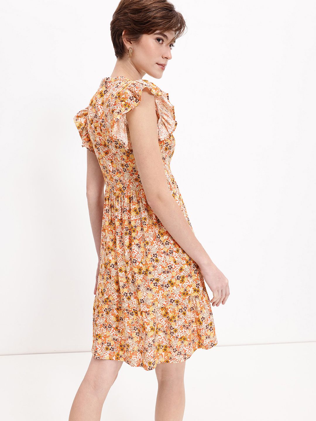 DressBerry Whispering Flutters Autumnal Garden Fit-N-Flow Dress