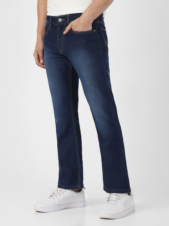 Urbano Fashion Men Bootcut Heavy Fade Clean Look Stretchable Jeans