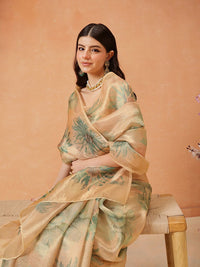 Silk Land Digital Print Floral Tissue Muga Silk Saree