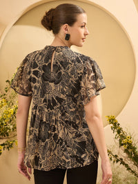 Antheaa Floral Emboridered Kimono Sleeve Top